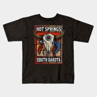 Hot Springs South Dakota Native American Bison Skull Kids T-Shirt